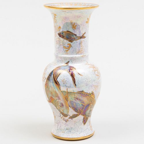 Carlton Ware Porcelain Luster 'Fish and Seaweed' Vase