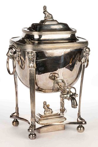 EGYPTIAN REVIVAL SILVER-PLATED TEA / HOT WATER URN
