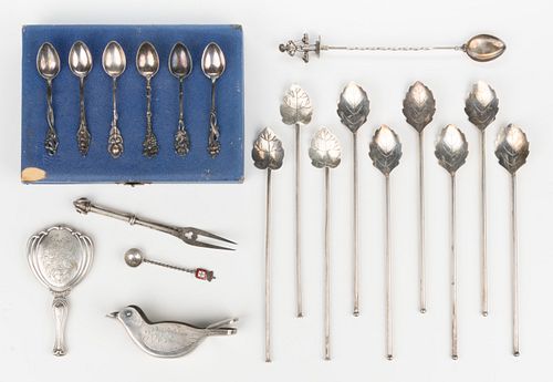 DANISH AND OTHER FOREIGN SILVER SPOONS AND ARTICLES, LOT OF 20