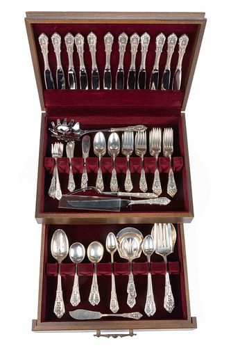 WALLACE "ROSE POINT" STERLING SILVER 115-PIECE FLATWARE SERVICE