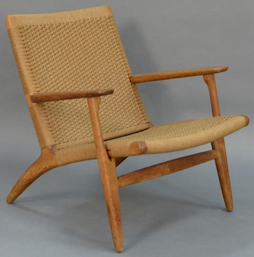 Hans J. Wegner lounge chair, Carl Hansen (easy chair #27), Denmark 1960's, oak frame and paper cord. 
height 29 inches, lengt