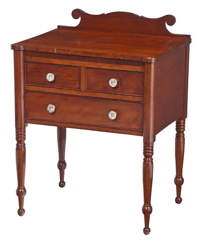 American Federal Cherry Three Drawer Side Table
