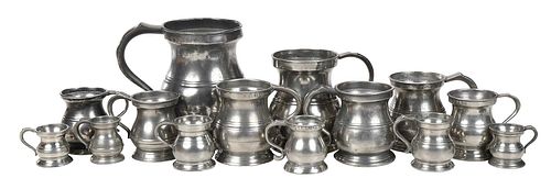 Group of 14 Pewter Measures