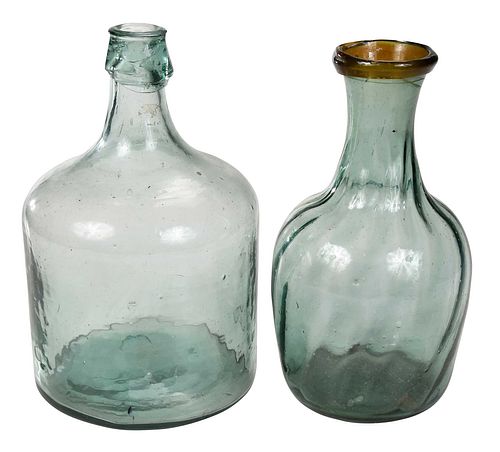 Two Early Clear Glass Vessels