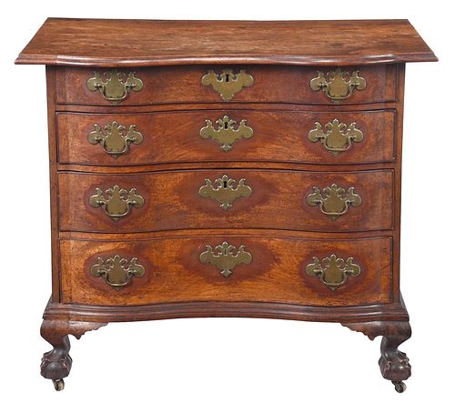 Rare and Important Blocked and Double Serpentine Chippendale Chest