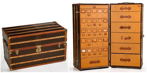 A RARE LOUIS VUITTON SHOE TRUNK WITH FITTED INTERIOR