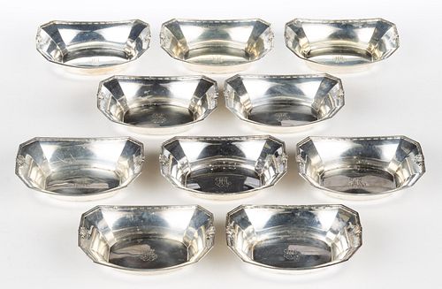 WHITING MFG. CO. "MADAM MORRIS" STERLING SILVER NUT DISHES, SET OF TEN