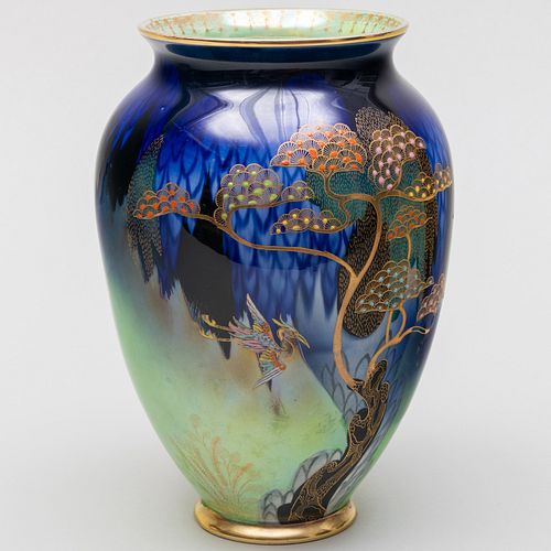 Carlton Ware Porcelain Vase in the 'Heron and Magical Tree' Pattern