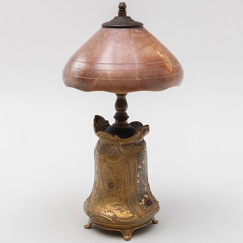 Louchet Foundry Gilt-Bronze and Hardstone Shade Table Lamp