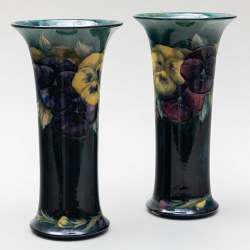 Pair of Moorcroft Pottery 'Pansy' Vases