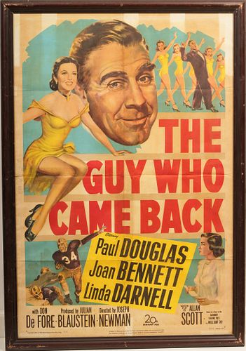 Original 1951 The Guy Who Came Back Lithograph Movie Poster 