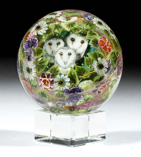 DARIA GRIGOREVA (ISRAELI, B. 1988) OWL'S NEST MURRINE AND LAMPWORK STUDIO ART GLASS MARBLE