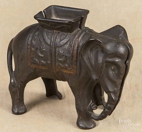 Cast iron elephant with howdah still bank, 5'' h.