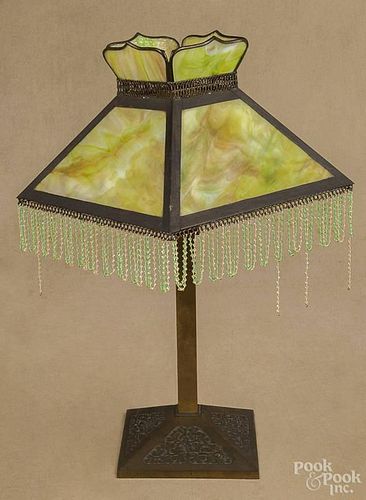 Bradley and Hubbard slag glass table lamp, early 20th c.