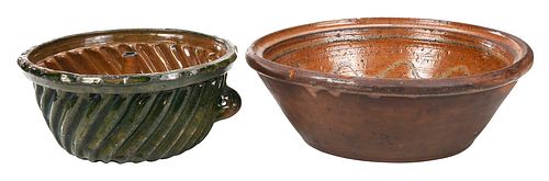 Two Pennsylvania Redware Vessels