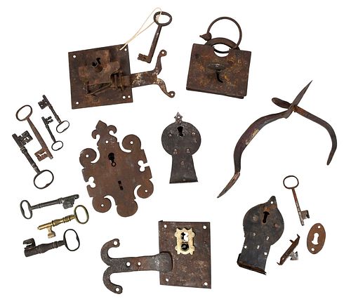 Group of 16 Early Iron Door Hardware