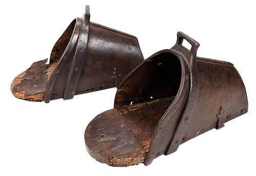 Pair of Iron and Wood Slipper Stirrups