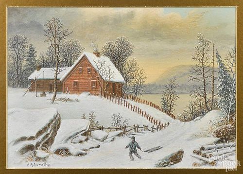 Alfred R. Nemethy (American), pastel winter landscape, signed lower left, 9 1/2'' x 13 1/2''.