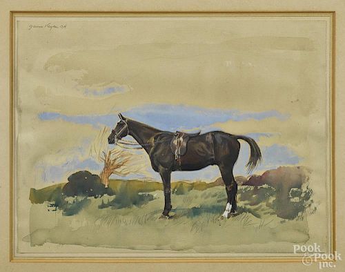 Gerson Keyser (American 20th c.), two watercolor portraits of horses, both signed and dated '34