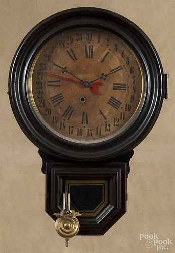 Ingraham schoolhouse regulator clock, ca. 1900, 23'' h.