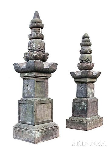 Pair of Monumental Stone Pagodas 古蹟石佛塔一對