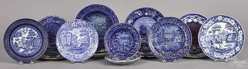 Fifteen historic blue and blue transfer china, 19th/20th c., most with English views