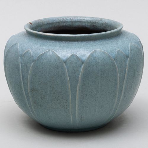 Grueby Faience Company Blue Glazed Pottery Vase