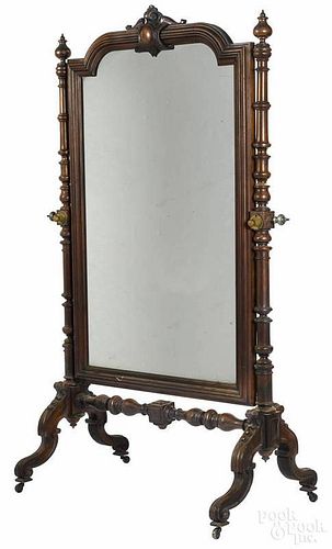 Victorian walnut cheval mirror, 19th c., 78 1/2'' h., 42'' w.