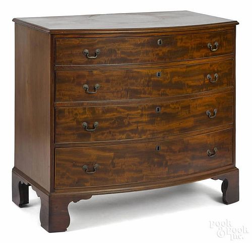 Philadelphia Chippendale mahogany bow front chest of drawers, ca. 1780, 38 1/2'' h., 41'' w.