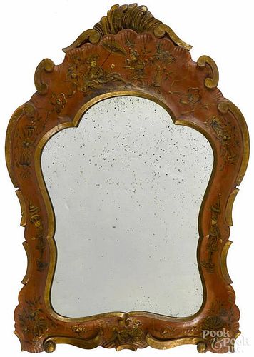 Japanned mirror, 20th c., 26'' x 18 1/2''.