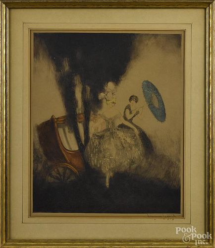 Louis Icart lithograph, signed lower right, 22'' x 18 1/2''.