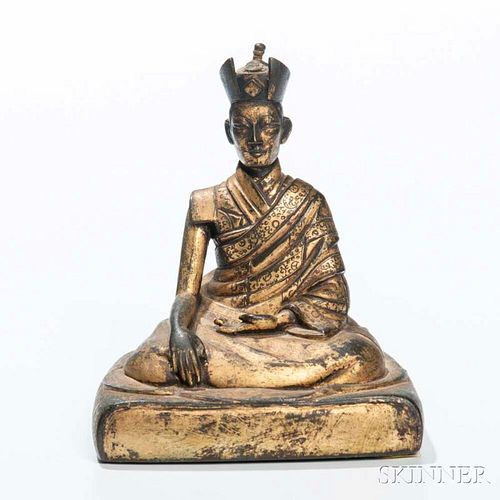Gilt-bronze Figure of a Kagyu Lama 銅鎏金噶玛巴大師像