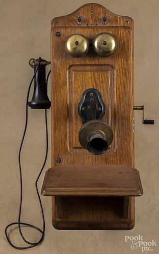Western Electric oak wall telephone, early 20th c.