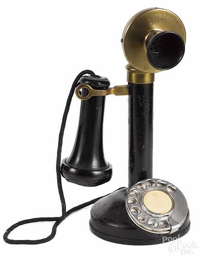 Candlestick telephone, early 20th c., 12'' h.