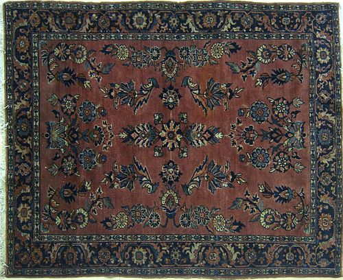 Sarouk throw rug, ca. 1920, 6' 4" x 5' 3".