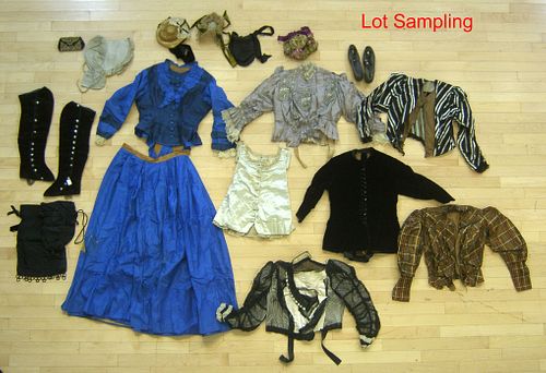Group of Victorian clothing and accessories.