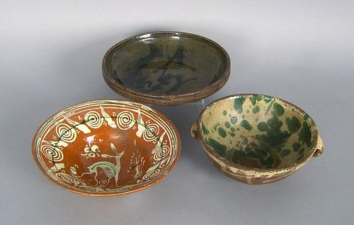 Four pieces of redware, 19th c. early 20th c.