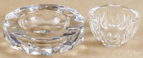 Orrefors crystal bowl, 20th c., 3'' h., together with a Kosta signed crystal bowl, 2 1/2'' h.
