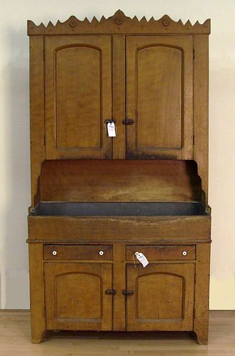 Pennsylvania painted two-part dry sink, 19th c., 8