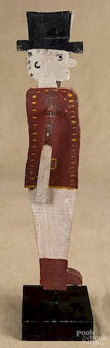 Painted pine whirligig, early 20th c., of a man in a top hat, 20 1/2'' h.