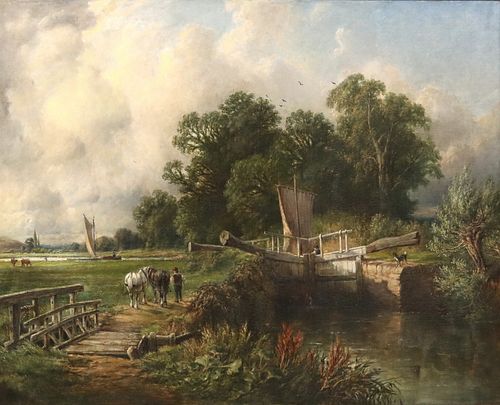 THOMAS JAMES SOPER (1817-1893) CANAL WITH LOCK