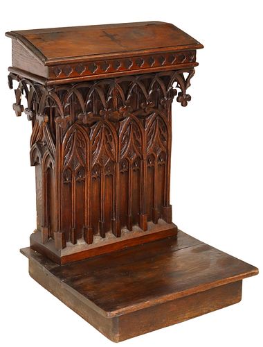 FRENCH GOTHIC REVIVAL CARVED OAK PRIE-DIEU