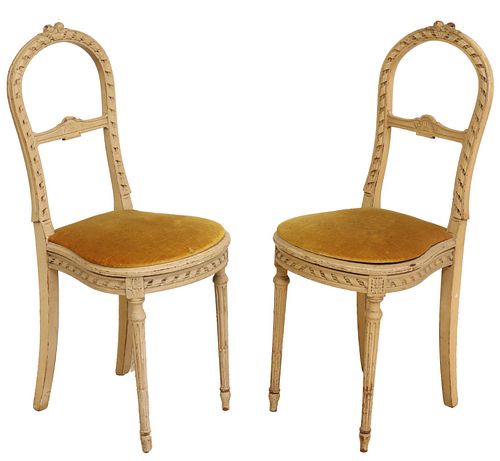 (2) FRENCH LOUIS XVI STYLE PAINTED SIDE CHAIRS