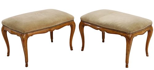 2) LOUIS XV STYLE UPHOLSTERED OTTOMANS/ FOOTSTOOLS