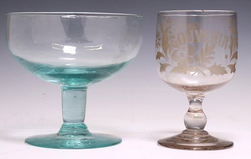 (2) FRENCH MOLDED & ETCHED GLASS VASES