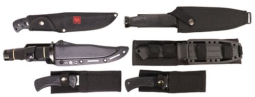 (6) FIXED BLADE KNIVES IMPERIAL, SOG, FURY, MORE