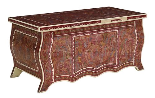 OLINALA, MEXICO FLORA & FAUNA LACQUERED WOOD CHEST