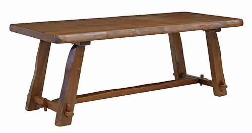 LARGE RUSTIC LIVE-EDGE DINING TABLE, 78"L