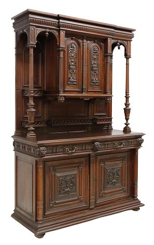 FRENCH RENAISSANCE REVIVAL CARVED WALNUT SIDEBOARD