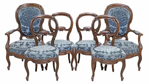 (6) FRENCH SALON FAUTEUILS & SIDE CHAIRS, 19TH C.